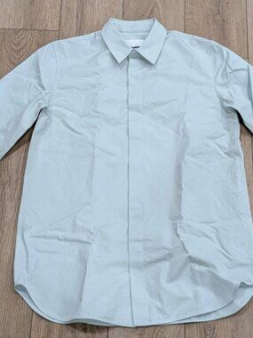$760 Mens JIL SANDER Organic Cotton LS Button Up Shirt Powder Blue 42 US 16.5